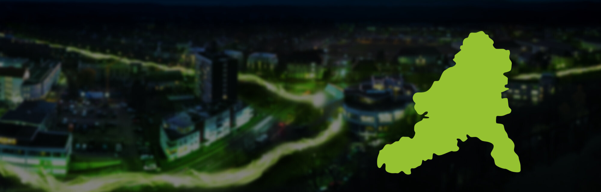 Ein Foto einer Stadt bei Nacht mit der Landkarte der Stadt Bad Duerkheim