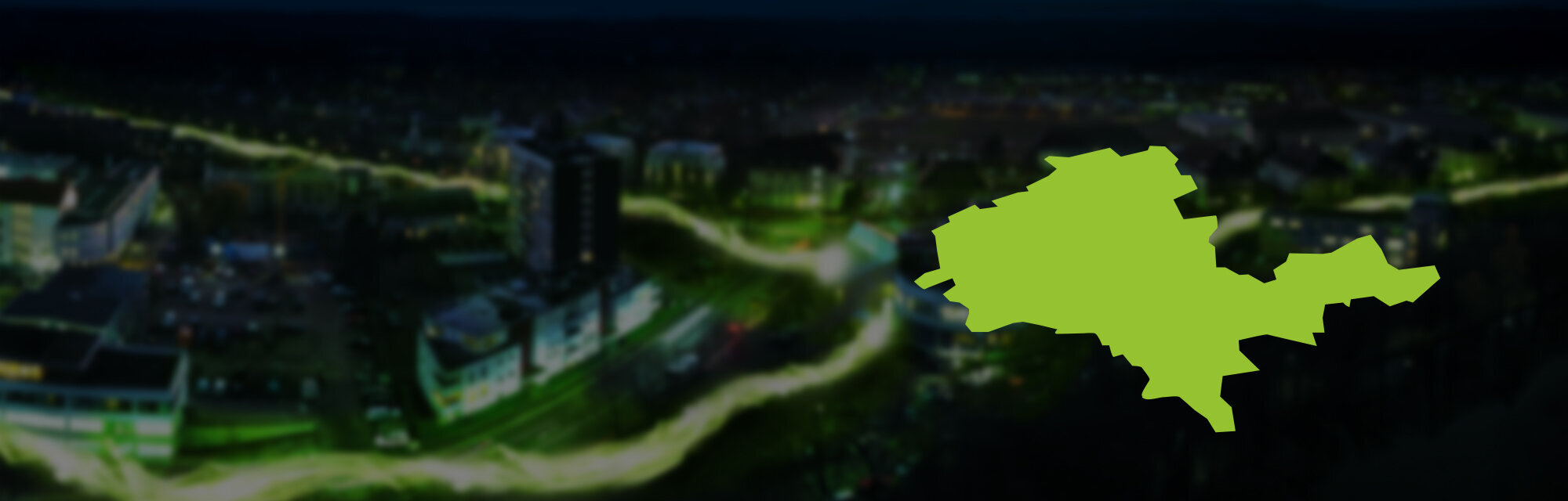 Ein Foto einer Stadt bei Nacht mit der Landkarte der Stadt Worms 